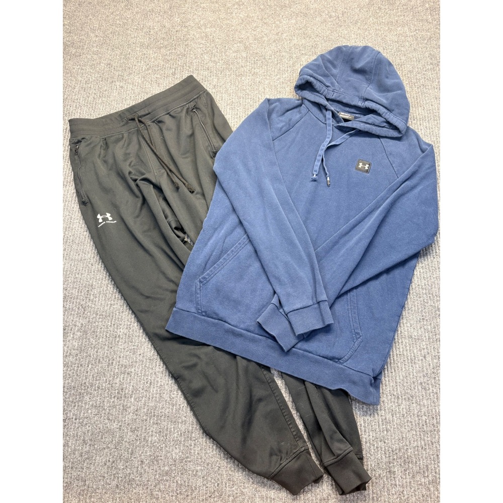 Under Armour Mens ColdGear Hoodie and Joggers Set Blue Black Medium